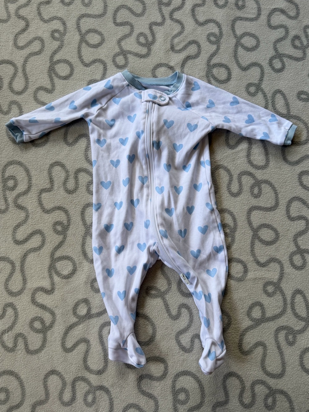 LAKE Blue Heart Two Way Zipper Footie